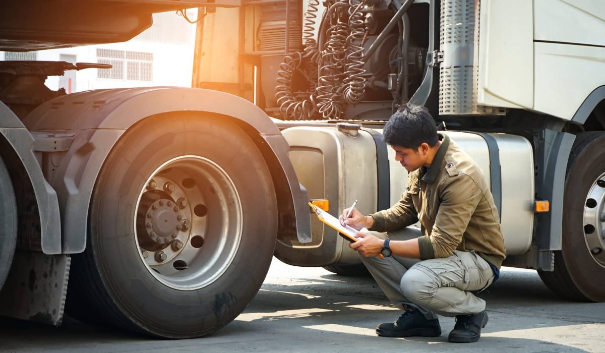 Truck,Driver,Asian,Holding,Clipboard,Inspecting,Safety,Maintenance,Checklist,A